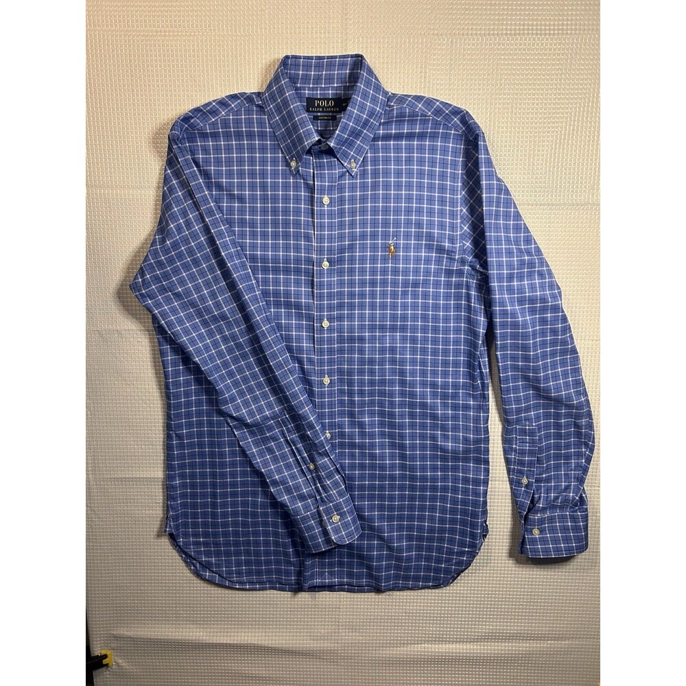 Polo Ralph Lauren M Blue/White Plaid Long Sleeve Button-Down Button Up Shirt